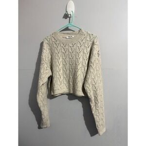 Double Zero Women's Cropped Eyelet Cream Sweater Size Spicy Small